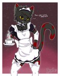 anthro beverage bicolored_tail brown_eyes cheek_tuft clothing coffee coffee_cup container cup dialogue facial_tuft femboy fluffy_ears fur grey_body grey_fur hair legwear maid_collar maid_headdress maid_uniform male multicolored_body multicolored_fur ribbons simple_background smug_face solo spread_legs spreading stockings text tuft two_tone_body two_tone_fur uniform davyboi domestic_cat felid feline felis mammal absurd_res hi_res