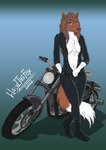 anthro biker biker_girl biker_jacket boots breasts clothing female footwear jacket leather leather_clothing leather_jacket leather_topwear motor_vehicle motorcycle pose shoes solo topwear vehicle wasylthefox harley_davidson sara_(szarik181) canid canine canis hybrid mammal wolf wolfdog absurd_res digital_drawing_(artwork) digital_media_(artwork) hi_res pinup