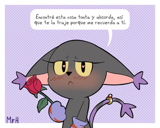 accessory anthro black_body black_fur blush claws clothing dialogue eyelashes female flower fur furgonomics gloves handwear heart_pupils heart_symbol jewelry looking_at_viewer plant ring ring_(jewelry) rose_(flower) solo tail tail_accessory tail_jewelry tail_ring text mr_harinezumi bandai_namco digimon nera_(el_senor_erizo) blackgatomon digimon_(species) felid feline mammal 5:4 absurd_res hi_res spanish_text translated