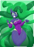 5_fingers anthro anthrofied eyelashes female fingers green_eyes green_hair grin hair pseudo_hair purple_body smile solo tentacle_hair tentacles wide_hips flutterthrash friendship_is_magic hasbro my_little_pony mane-iac_(mlp) equid equine mammal absurd_res hi_res