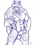 abs animal_genitalia anthro balls biceps big_muscles biped chest_tuft claws clothing coach erection fangs fur genitals hat hat_only headgear headgear_only headwear headwear_only humanoid_genitalia humanoid_penis looking_at_viewer male mostly_nude muscular muscular_anthro muscular_male pecs penis pose presenting pubes sheath solo standing teeth tuft rrowdybeast canid canine canis domestic_dog mammal 2012 4:5 sketch