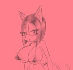 alternative_fashion anthro big_breasts bikini bottomless breasts clothed clothing female goth hair huge_breasts micro_bikini mostly_nude post-it_note short_hair simple_background slim small_waist solo swimwear two-piece_swimsuit kangy-roo sega sonic_the_hedgehog_(series) akane_the_cat fan_character domestic_cat felid feline felis mammal