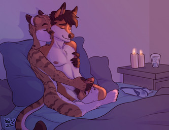 4_missing_limbs amputee anthro balls bed disability duo fur furniture genitals hair male male/male missing_arm missing_leg nude on_bed orange_body orange_fur penis pubes quadruple_amputee sex white_body white_fur b0nedigger. canid canine fox mammal
