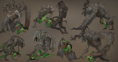 anthro duo extreme_size_difference feet fellatio foot_fetish from_behind_position genitals group male male/male oral penile penis sex size_difference smile spitroast trio creepy_gun bloodborne fromsoftware sony_corporation sony_interactive_entertainment ludwig_the_sergal cleric_beast_(bloodborne) sergal unknown_species hi_res