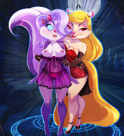 accessory anthro armwear assisted_exposure bedroom_eyes biped bite_mark blonde_hair blood blue_eyes bodily_fluids bow_(feature) bow_accessory bow_ribbon breasts cape clothed clothing cocktail_dress dress duo elbow_gloves exposed_breasts eyebrows eyelashes fangs female female/female fishnet_clothing fishnet_legwear fluffy fluffy_tail footwear fur gloves hair hair_accessory hair_bow hair_ribbon half-closed_eyes handwear high_heels holidays hypnosis legwear lingerie long_hair long_tail looking_at_viewer mind_control moon multicolored_body multicolored_fur narrowed_eyes navel nightgown nipple_slip nipples outside panties piercing plant purple_body purple_fur purple_hair purple_tail red_eyes ribbons seductive shoes short_hair skimpy small_ears spiral spiral_eyes standing submissive submissive_female surface_piercing tail teeth thigh_highs translucent translucent_clothing tree tree_stump two_tone_body two_tone_fur two_tone_tail underwear undressing white_body white_fur wide_hips yellow_tail erohd animaniacs halloween tiny_toon_adventures warner_brothers fifi_la_fume minerva_mink bat mammal mephitid mink mustelid musteline skunk striped_skunk true_musteline vampire 2018 absurd_res hi_res
