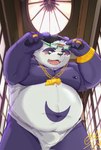 anthro belly big_belly blush bulge clothing eyewear glasses kemono male moobs nipples overweight overweight_male purple_body rectangular_glasses solo underwear white_body tengzai05 lifewonders tokyo_afterschool_summoners alp_(tas) bear giant_panda mammal 2023 hi_res