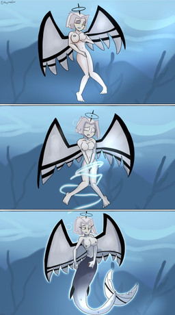 3_panel_comic breast_fondling breast_play breasts bubble eyelashes eyes_closed female fingering fingering_self fondling genitals gills grabbing_own_breast grey_body grey_scales hair halo hand_on_breast magic masturbation navel neck_gills nipples not_furry nude nude_female nude_humanoid scales self_fondle short_hair slim small_waist solo split_form text transformation twitter_handle underwater vaginal vaginal_fingering vulva waist_gills water white_body white_hair white_skin wings yellow_eyes yellow_gills thegiftedfire hazbin_hotel hellaverse lute_(hazbin_hotel) angel angel_humanoid aquatic humanoid humanoid_merfolk merfolk winged_humanoid 2025 absurd_res artist_name comic hi_res