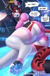 4_toes anthro butt butt_focus clothed clothing cosplay dialogue eyebrows feet female hair hindpaw inner_ear_fluff legwear long_hair machine nipple_outline open_mouth panties pawpads paws pink_clothing pink_panties pink_underwear solo text thick_thighs toes tuft underwear upskirt conditional_dnp whisperfoot mario_bros nintendo ara_(fluff-kevlar) princess_peach android felid feline mammal robot 2021 digital_media_(artwork) english_text hi_res