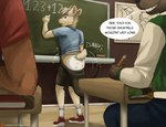 ageplay anthro classroom clean_diaper clothed clothing dialogue diaper diaper_under_clothing exposed infantilism male overalls roleplay school shortalls solo_focus text wearing_diaper diaperdork bovid canid canine caprine goat mammal digital_media_(artwork) english_text hi_res url