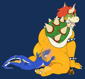 all_fours anal anal_penetration anal_vore anthro anthro_on_anthro anus barefoot big_butt blue_body blue_horn blue_nose blue_skin blue_tail bubble_butt butt claws collar duo extreme_size_difference feet green_body green_skin hair hand_on_butt horn inside internal larger_male long_tail looking_at_viewer looking_back lying male male/male male_penetrated male_penetrating male_penetrating_male male_pred male_prey multicolored_body multicolored_skin nude on_front on_ground open_mouth penetration pink_tongue presenting presenting_hindquarters pupils red_eyes red_hair sex sharp_teeth shell short_hair simple_background sitting size_difference slit_pupils smaller_male smile spiked_collar spiked_shell spikes spikes_(anatomy) tail tan_body tan_horn tan_nose tan_skin teeth toe_claws tongue tongue_out transparent_background vore white_body white_skin white_tail yellow_body yellow_skin yellow_tail kinkypumpkin mario_bros mythology nintendo bowser firondraak dragon koopa mythological_creature mythological_scalie reptile scalie 2015 alpha_channel