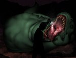 abdominal_bulge bodily_fluids feral flashlight male mouth_shot night open_mouth outside saliva silhouette sleeping vore azathura jess_(azathura) human mammal monster scalie digital_media_(artwork) hi_res