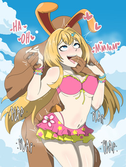 accessory ambiguous_penetration blush bodily_fluids bracelet clothed clothed_sex clothing duo eyes_rolled_up female finger_in_mouth hair_accessory hairclip human_on_humanoid interspecies jewelry male male/female nude_male penetration plap rabbit_ears saliva scut_tail sex short_tail solo_focus tail tongue tongue_out anonymous_artist vtuber trixie_velvet animal_humanoid human humanoid lagomorph lagomorph_humanoid leporid leporid_humanoid mammal mammal_humanoid rabbit_humanoid 3:4 absurd_res hi_res