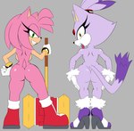 anthro big_butt butt duo female looking_at_viewer looking_back presenting simple_background tail thick_thighs deliciouscake thecakeee sega sonic_the_hedgehog_(series) amy_rose blaze_the_cat domestic_cat eulipotyphlan felid feline felis hedgehog mammal absurd_res hi_res