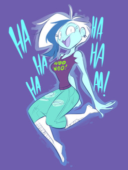 blue_body blue_hair blue_skin boots breasts clothing eyelashes female footwear hair laugh looking_at_viewer multicolored_hair not_furry open_mouth purple_background shoes simple_background smile solo text torn_clothing two_tone_hair white_hair herny ghoul_school hanna-barbera scooby-doo_(series) phantasma_(ghoul_school) ghost humanoid spirit 2015 english_text hi_res