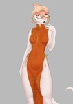 anthro asian_clothing blonde_hair breasts chinese_clothing chinese_dress clothing crown dress ear_piercing ear_ring east_asian_clothing eyelashes eyewear female fingers glasses grey_background hair headgear long_tail looking_at_viewer multicolored_body multicolored_scales open_mouth orange_body orange_scales piercing ring_piercing scales short_hair simple_background snout solo tail tan_body tan_scales teal_eyes tiara two_tone_body two_tone_scales surik334 cavemanon_studios goodbye_volcano_high snoot_game naomi_(gvh) dinosaur hadrosaurid ornithischian ornithopod parasaurolophus prehistoric_species reptile scalie 2023 absurd_res digital_drawing_(artwork) digital_media_(artwork) hi_res