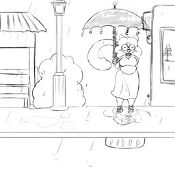 anthro bakery bus_stop glistening plant puddle rain_drops reflection sewer shrub simple_background slightly_chubby solo street_lamp umbrella water water_reflection lilith_bz_(artist) lilith_elizabeth domestic_cat felid feline felis mammal 1:1 hi_res monochrome sketch