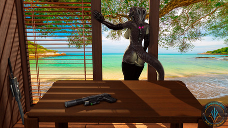 5_fingers anthro armor armwear armwear_only beach big_breasts breasts brown_body brown_scales butt clothed clothed_anthro clothed_female clothing cybernetic_face cybernetics female fingers furniture gun half_naked handgun inside island jacket leaning_on_wall legwear legwear_only machine melee_weapon mostly_nude multicolored_body nature nude nude_anthro nude_female outside pistol plant ranged_weapon rear_view scales sea solo standing sword table tail topwear tree water weapon white_body white_skin xpasha122x petruz_(modeler) sab_(petruz) cobra reptile scalie snake 16:9 3d_(artwork) 4k absurd_res digital_media_(artwork) hi_res widescreen