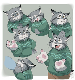 anthro clothing fur grey_body grey_fur laugh male nervous paws solo sweater topwear ginnosuke disney zootopia milton_lynxley pawbert_lynxley canada_lynx felid feline lynx mammal absurd_res hi_res father_(lore) father_and_child_(lore) father_and_son_(lore) parent_(lore) parent_and_child_(lore) parent_and_son_(lore) son_(lore)