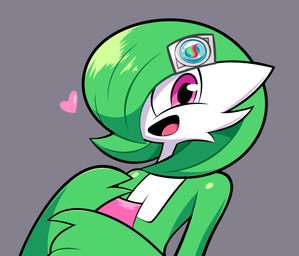 3_fingers ambiguous_gender chest_spike fingers gardevoirite green_body green_hair grey_background hair hand_on_chest heart_symbol mega_stone open_mouth open_smile pink_eyes pseudo_hair simple_background smile solo spikes spikes_(anatomy) white_body minusbrush nintendo pokemon poketoon tomorrow_with_gardevoir yugo's_gardevoir gardevoir generation_3_pokemon humanoid pokemon_(species) 2025 absurd_res digital_drawing_(artwork) digital_media_(artwork) hi_res
