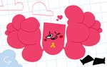 ambiguous_gender animate_inanimate big_feet blush cyanu feet foot_focus heart_symbol hi_res huge_feet hyper hyper_feet nintendo not_furry simple_background sitting smile snipperclips solo toes