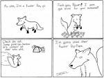 ambiguous_gender canid canine comic english_text feral fox humor jeff_hencz mammal monochrome profanity tent text