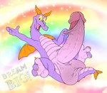 2023 absurd_res alternate_version_at_source anthro balls big_balls big_penis digital_media_(artwork) disney disney_parks dracovar_valeford dragon epcot figment flying foreskin foreskin_play foreskin_pull genitals happy hi_res horn huge_balls huge_penis humanoid_genitalia humanoid_penis hyper hyper_balls hyper_genitalia hyper_penis journey_into_imagination looking_at_viewer male mythological_creature mythological_scalie mythology nude outside paws penis purple_body rainbow raised_arm retracted_foreskin scalie smile solo spread_legs spreading tail text toony walt_disney_world wings yellow_sclera