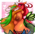 anthro areola belly big_areola big_breasts big_nipples breasts curvy_figure duo fan_character female female/female generation_3_pokemon hi_res huge_areola huge_breasts huge_thighs kiss_on_lips kissing marine merfolk mila_(president_alexander) milotic nintendo nipples pokemon pokemon_(species) presialexander smooch_(sound_effect) split_form surprise_kiss tea_the_milotic thick_thighs voluptuous