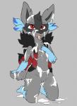 2019 absurd_res alternate_color anthro anthrofied blue_body blue_fur bodily_fluids canid canine cum cum_everywhere cum_on_tongue digital_media_(artwork) ejaculation fan_character female fluffy fur generation_3_pokemon generation_4_pokemon generation_5_pokemon genital_fluids genitals hi_res hybrid looking_at_viewer lucario mammal may_(kojondian) messy nintendo nude open_mouth pokemon pokemon_(species) poochyena pussy raveneevee red_eyes simple_background smile solo teeth tongue tongue_out zoroark