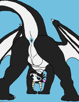 anus balls black_body blue_anus bone butt feral genitals horn male non-mammal_balls presenting presenting_hindquarters skull skull_head solo white_body wings wraith_05 mythology wraith_(wraith_05) dragon mythological_creature mythological_scalie scalie skull_dragon