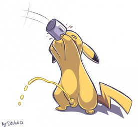 animal_genitalia balls beverage bodily_fluids coffee coffee_mug drinking fur genital_fluids genitals male peeing peeing_while_drinking sheath simple_background solo standing tail urine watersports white_background yellow_balls yellow_body yellow_fur dishka nintendo pokemon generation_1_pokemon pikachu pokemon_(species)