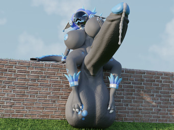 anthro balls big_balls big_breasts big_penis bodily_fluids breasts brick_wall electronics feet foot_on_balls genital_fluids genitals grass gynomorph hand_on_breast huge_balls huge_breasts huge_penis hyper hyper_balls hyper_genitalia hyper_penis intersex leaking_precum leaning leaning_backward low_wall machine nude on_wall penis plant precum sitting solo usb usb_tail wall_(structure) sintronic syntia armorless_protogen byte_(sintronic) protogen 3d_(artwork) 4:3 digital_media_(artwork) hi_res herm_(lore)