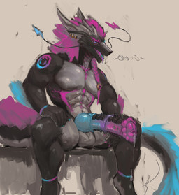 animal_genitalia animal_penis anthro balls biped bodily_fluids drooling equine_genitalia equine_penis erection genital_fluids genitals hybrid_genitalia hybrid_penis knot knotted_equine_penis knotted_penis leaking_precum looking_at_viewer male penis precum saliva sitting solo vekyn mythology raijin_(vekyn) dragon eastern_dragon mythological_creature mythological_scalie scalie absurd_res hi_res