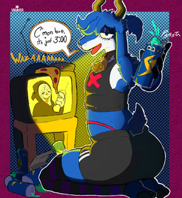 anthro athletic_wear bell bell_collar beverage beverage_can bottomwear cathode_ray_tube clothing collar container ear_piercing electronics energy_drink femboy food gym_bottomwear gym_shorts legwear male pattern_background piercing pizza pizza_slice rear_view shorts simple_background stockings tail television text thong_straps topwear vadaver scary_movie scream_(films) ghostface_(scream) wattson_(bloodcrayons) bovid caprine goat mammal volt_goat english_text hi_res