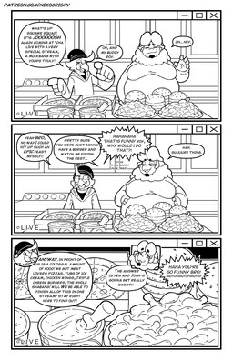 3_panel_comic 5_fingers anthro appliance beak beanie belly big_belly border box burger chicken_meat closed_smile clothed clothing container cutaway dessert dialogue duo expression_cutaway eyebrow_through_hair eyebrows eyes_closed facial_hair feathers fingers flash_bubble food fur gesture goatee hair half-closed_eyes hand_gesture hand_on_belly hat headgear headwear hoodie ice_cream inside kitchen_appliance livestream looking_at_viewer male meat moobs mouth_closed mukbang narrowed_eyes obese obese_anthro obese_male open_mouth open_smile oven overweight overweight_anthro overweight_male pizza pizza_box plate pointing pointing_at_viewer pupils recording roast_chicken_leg shirt slim_anthro slim_male smile speech_bubble teeth text topwear translucent translucent_hair white_border window_(computing) wool_(fur) wool_hair nekocrispy josh_(nekocrispy) roy_(nekocrispy) avian bird bovid caprine mammal sheep 2021 black_and_white comic digital_media_(artwork) english_text hi_res monochrome url