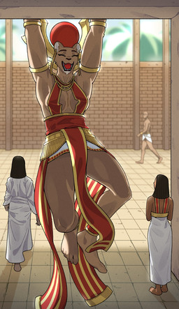 anthro armlet biped breasts clothed clothed_anthro clothed_female clothed_human clothed_male clothing day egyptian egyptian_clothing feet female fur gold_(metal) gold_jewelry group hair jewelry male piercing smile standing teeth toes tongue nulia egyptian_mythology middle_eastern_mythology mythology harba deity felid human lion mammal pantherine 2026 digital_drawing_(artwork) digital_media_(artwork) hi_res