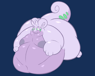 anthro areola belly big_areola big_belly big_butt butt huge_belly male moobs morbidly_obese morbidly_obese_anthro navel obese obese_anthro overweight overweight_anthro solo drowzycroaks nintendo pokemon generation_6_pokemon goodra pokemon_(species) absurd_res alpha_channel hi_res