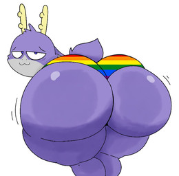 anthro antlers bent_over butt clothing horn lgbt_pride looking_at_viewer looking_back male panties panty_shot pride_color_clothing pride_color_flag pride_colors rainbow rear_view solo underwear furu_flami bedfellows fatigue_(bedfellows) hybrid jackalope lagomorph leporid mammal rabbit