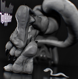 3_toes anthro breasts convenient_censorship feet female foot_focus plantigrade raised_heel soles solo toes wrinkled_feet wrinkles iglooder cobra reptile scalie snake 3d_(artwork) absurd_res blender_(artwork) digital_media_(artwork) hi_res monochrome