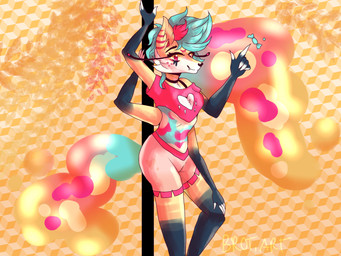 4_arms 5_fingers anthro clothing female fingers fire fur hair lidded_eyes looking_at_viewer multi_arm multi_limb multicolored_body multicolored_fur multicolored_hair pole sitting smile solo topwear white_clothing wings brot-art hellaverse helluva_boss queen_bee-lzebub_(helluva_boss) arthropod canid canine demon fox hybrid insect mammal 2023 hi_res