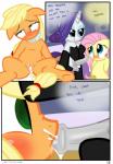 2014 absurd_res animal_genitalia animal_penis applejack_(mlp) blonde_hair blush bodily_fluids clitoris clothed clothing comic cum cum_in_ass cum_in_mouth cum_in_pussy cum_inside cum_string cutie_mark dialogue drooling earth_pony english_text equid equine equine_genitalia equine_penis erection fellatio female feral fluttershy_(mlp) freckles friendship_is_magic fucked_silly fur genital_fluids genitals green_eyes group gynomorph gynomorph/female hair hasbro hi_res hisexpliciteditor horn horse intersex intersex/female leaking_cum licking licking_lips mammal my_little_pony mythological_creature mythological_equine mythology nude oral orange_body orange_fur penetration penile penis pink_hair pony purple_hair pussy pyruvate rarity_(mlp) saliva self_lick sex sitting spread_legs spreading text third-party_edit tongue tongue_out unicorn vaginal_fluids white_body white_fur yellow_body yellow_fur