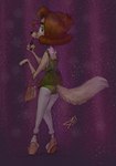 1970s anthro brown_hair canid canine canis chuchito chuchito72 clothed clothing crossdressing domestic_dog dress eyewear footwear glasses hair handbag hi_res high_heels jewelry lipstick makeup male mammal panties panty_shot purse raised_tail rear_view solo tail underwear