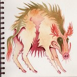 4_legs aleksandra-czudzak ambiguous_gender belly cloven_hooves feral hooves red_belly simple_background small_eyes snout solo tail tusks white_background mammal peccary suid suine sus_(pig) wild_boar 1:1 watercolor_(artwork)