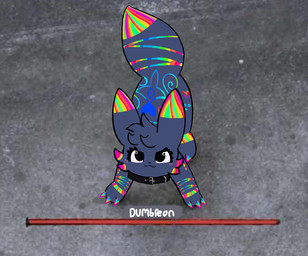 ambiguous_gender collar eyelashes feral looking_at_viewer markings rainbow solo text siel nintendo pokemon sielle_silvers eeveelution generation_2_pokemon pokemon_(species) umbreon english_text