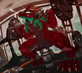 abs anal anal_penetration andromorph andromorph_anthro anthro barbell barbell_squats battery biped bodily_fluids bottle breath claws clenched_teeth constricted_pupils container controller crouching dumbbell genital_torture genitals glistening glistening_body glistening_thighs gym hair horn humanoid_genitalia humanoid_vulva intersex intersex_anthro long_hair muscular muscular_anthro nude penetration pupils pussy_clamps pussy_torture remote_control shaking small_pupils solo standing straining sweat sweatdrop sweaty_body sweaty_legs sweaty_thighs teeth treadmill vulva water_bottle water_dispenser weights chompingbit mythology dragon mythological_creature mythological_scalie scalie absurd_res hi_res superabsurd_res