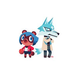 anthro athletic_wear ball basketball_(ball) biped blue_body blue_eyes blue_fur blue_hair bottomwear brown_body chibi clothed clothing coat collar crossed_arms duo facial_markings female fur hair hand_on_hip head_markings holding_basketball holding_object jacket leg_markings looking_at_viewer male markings mask_(marking) mouthless pants shirt shorts simple_background socks_(marking) standing tail topwear white_background genicecream animal_crossing brand_new_animal nintendo studio_trigger michiru_kagemori shirou_ogami beastman_(brand_new_animal) canid canine canis mammal raccoon_dog tanuki wolf 1:1 2020 crossover digital_media_(artwork) full-length_portrait official_art portrait signature