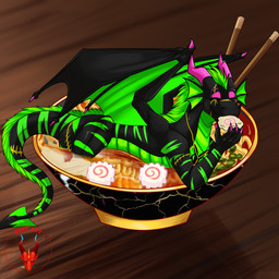 anthro chopsticks eating eyes_closed fish_cake food liquid noodles partially_submerged plant ramen scallion smile solo soup spade_tail tail vegetable wings reddragon mythology chemical_hazard dragon mythological_creature mythological_scalie scalie 1:1 2025 hi_res female_(lore)