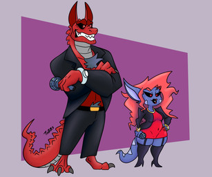 anthro cosplay duo female male tibbs friday_night_funkin' mythology baku_(tibbs) daddy_dearest_(fnf) mommy_mearest star_(tibbs) dragon mythological_creature mythological_scalie reptile scalie 6:5 absurd_res hi_res