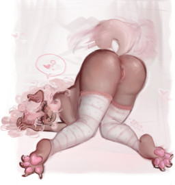 anthro anus butt clothing feet female foot_focus genitals legwear nude pawpads paws rear_view solo stockings tail tail_motion tailwag vulva artist_snibs artist_snibsy canid canine mammal absurd_res hi_res