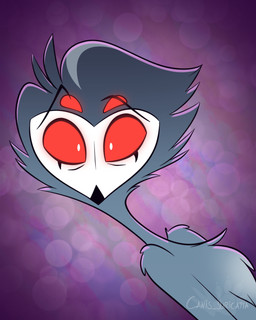 anthro beak chest_tuft feathers leaning looking_at_viewer male multi_eye nude red_eyes solo tuft wide_eyed atimon hellaverse helluva_boss stolas_(helluva_boss) avian bird demon 2025 4:5 bust_portrait hi_res portrait signature