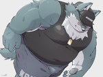 anthro black_nose bottomwear clothing eyewear glasses hat headgear headwear humanoid_hands kemono male overweight overweight_male shirt shorts simple_background solo topwear uokkom canid canine canis domestic_dog mammal 2024 hi_res